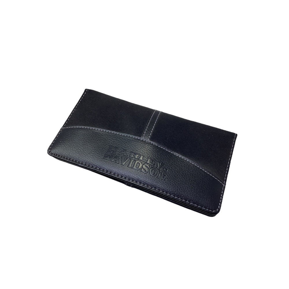 Harley Davidson Black Fabric Checkbook Holder  Embossed 7"x4"